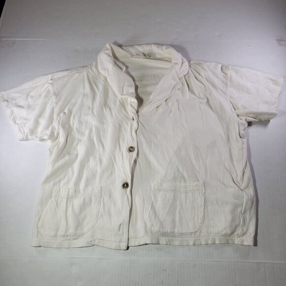 Madewell Women White Button-Down Short Sleeve Shirt With Pockets Size S - Picture 1 of 8